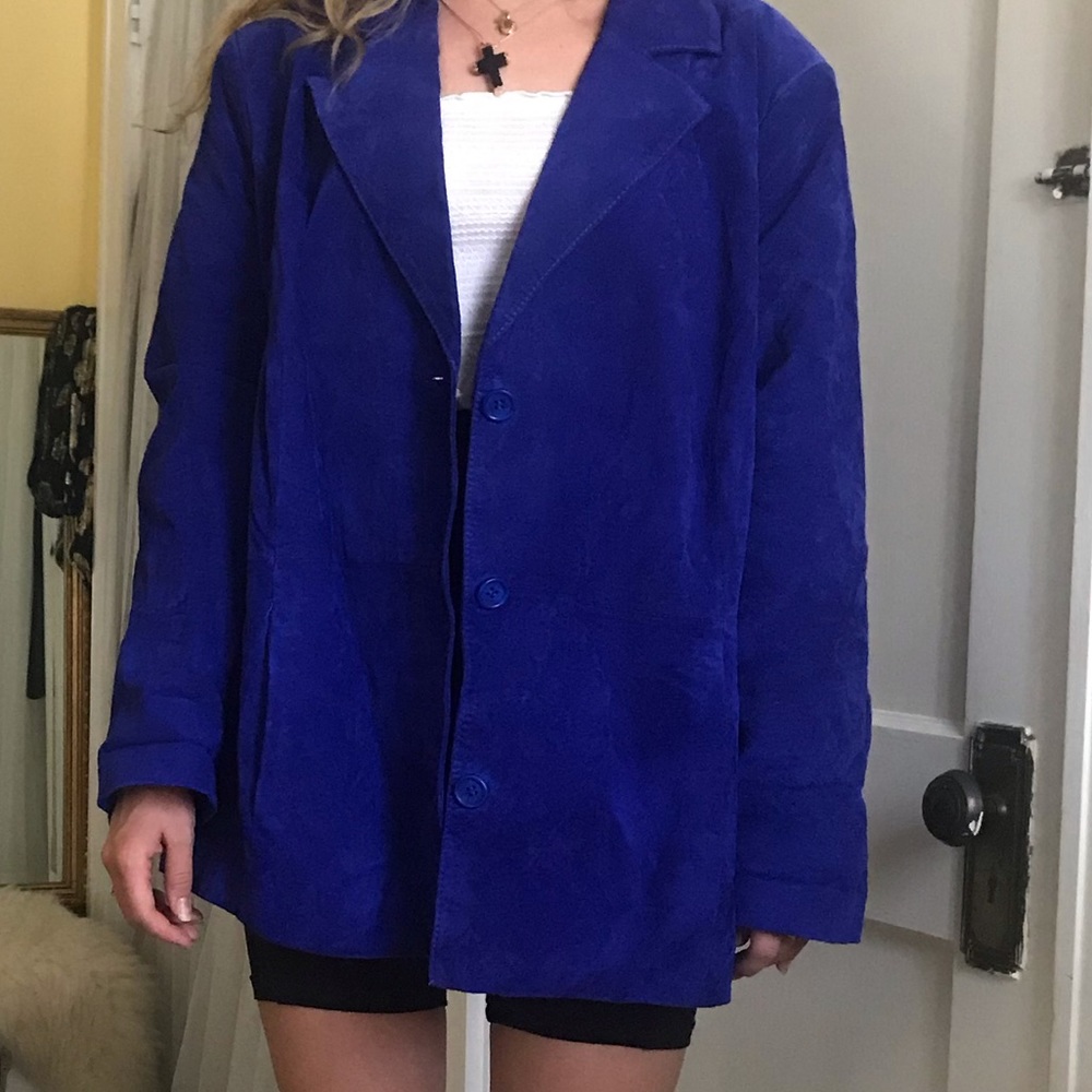Vintage Blue Suede Jacket XL